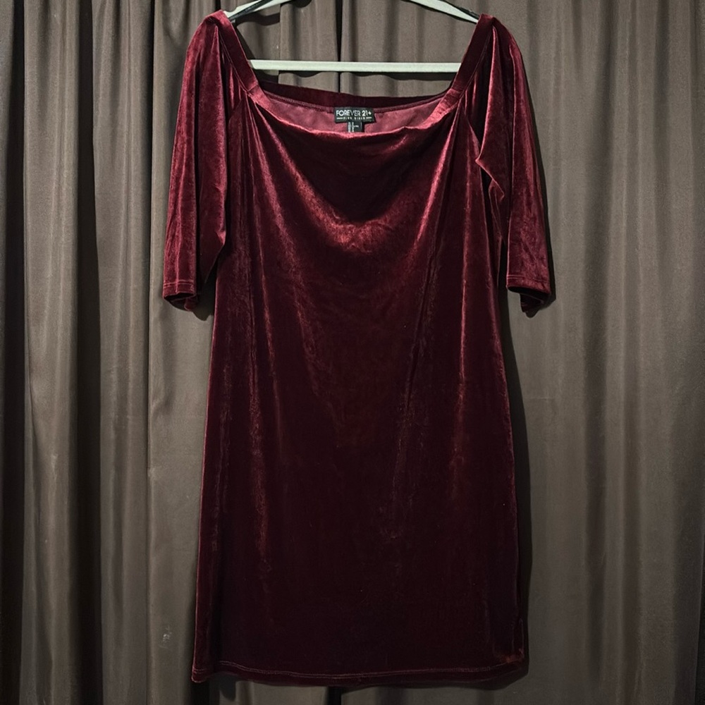 Forever21 Burgundy Velvet off the shoulder Dress